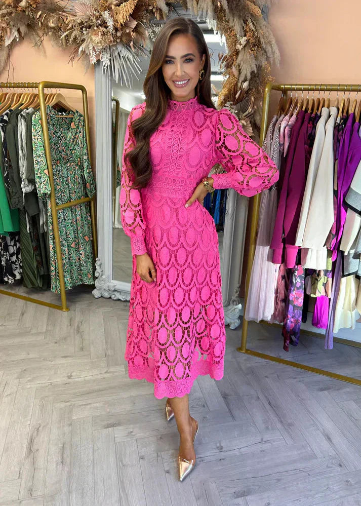 Elegant Lace Maxi Dress for Women - A-Line Silhouette, Party & Evening Wear