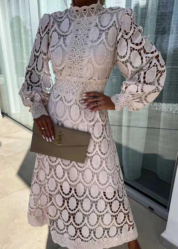 Elegant Lace Maxi Dress for Women - A-Line Silhouette, Party & Evening Wear