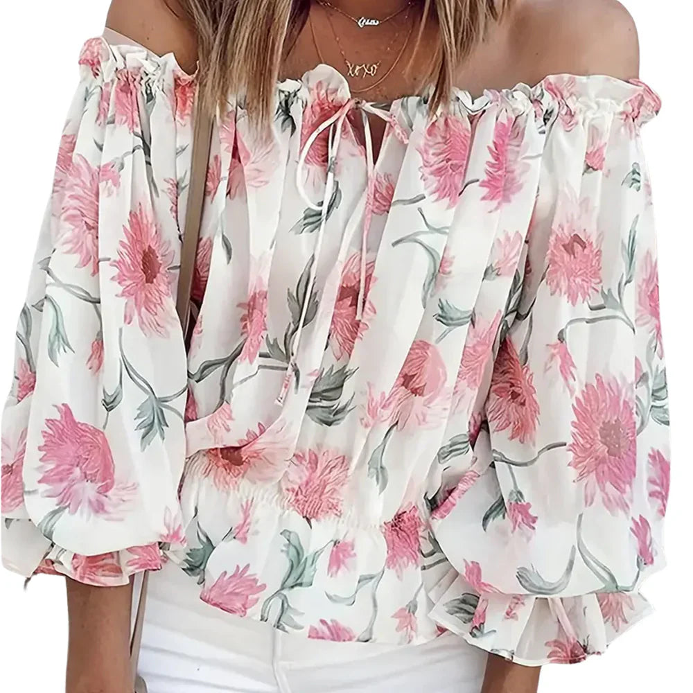 Annelise – Off-Shoulder Floral Blouse for Women | Lightweight & Stylish for Spring Days