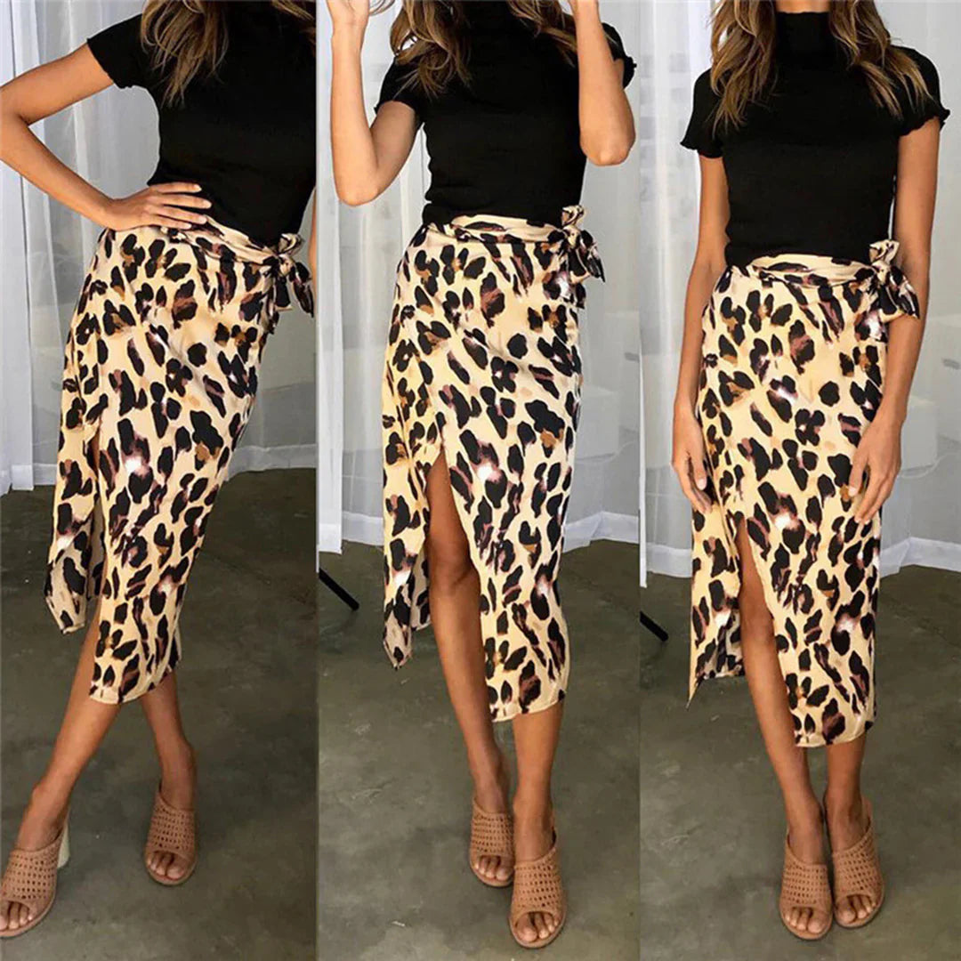 Céleste – Leopard Print Midi Skirt for Women | Lightweight, Eye-Catching Summer Style