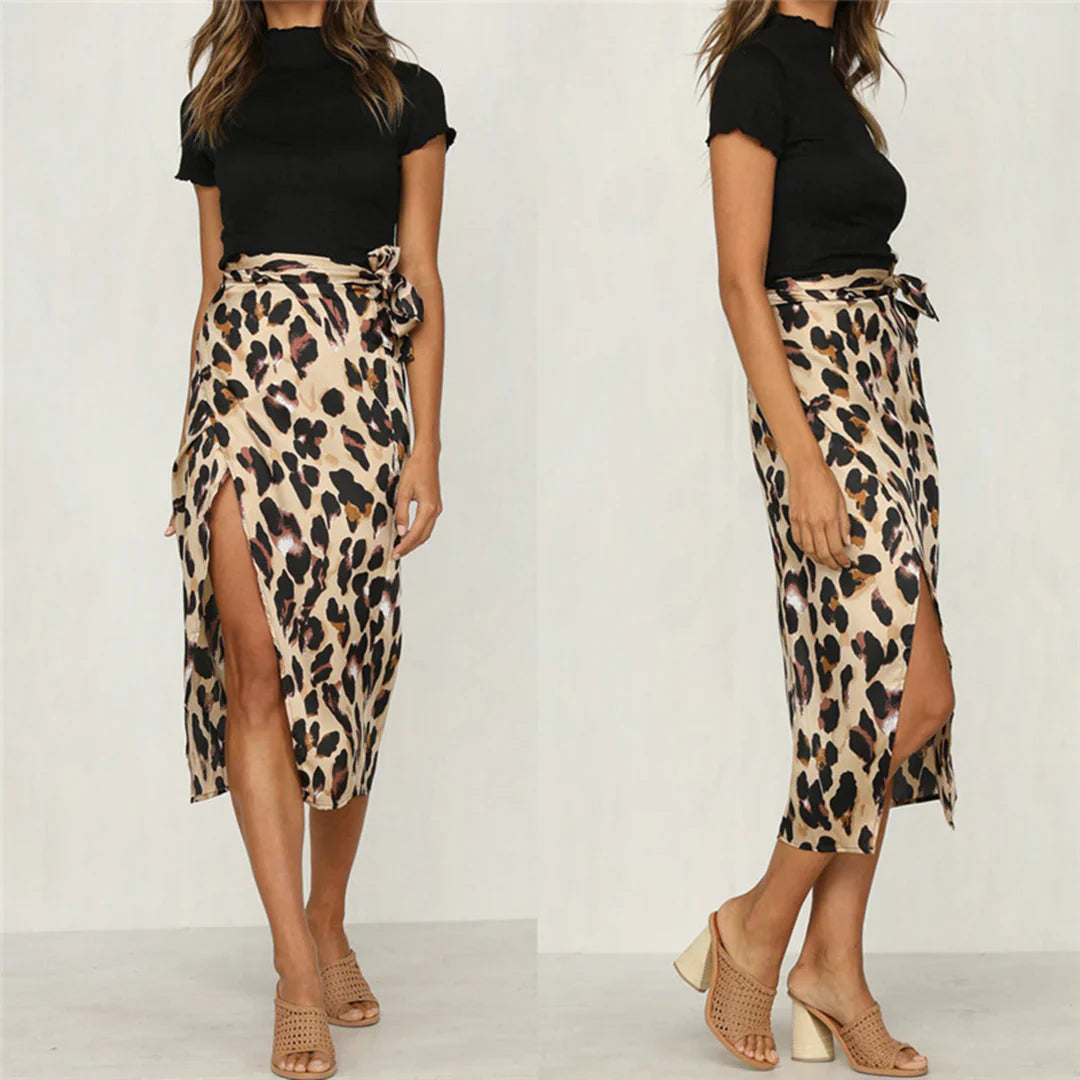 Céleste – Leopard Print Midi Skirt for Women | Lightweight, Eye-Catching Summer Style