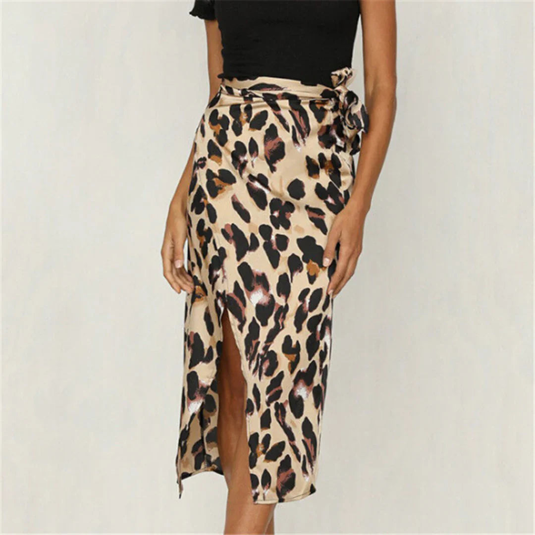 Céleste – Leopard Print Midi Skirt for Women | Lightweight, Eye-Catching Summer Style