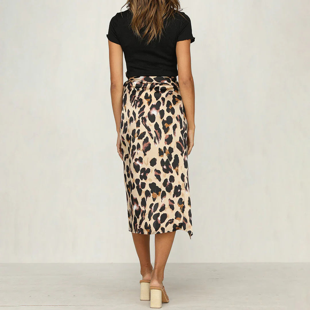 Céleste – Leopard Print Midi Skirt for Women | Lightweight, Eye-Catching Summer Style