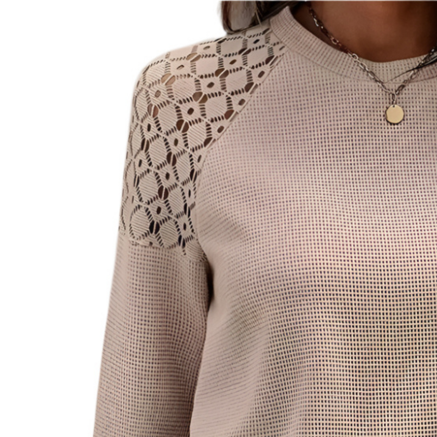 Chiara – Brown Pullover Sweatshirt with Textured Stitching | Soft Casual Fit