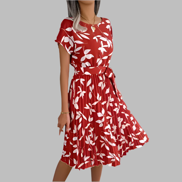Chiara – Women's High Waist Floral Midi Dress for Everyday Elegance