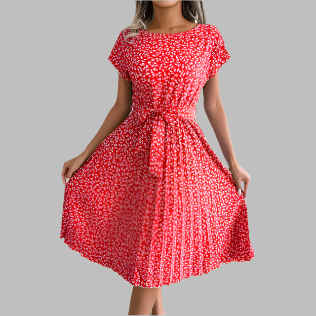 Chiara – Women's High Waist Floral Midi Dress for Everyday Elegance