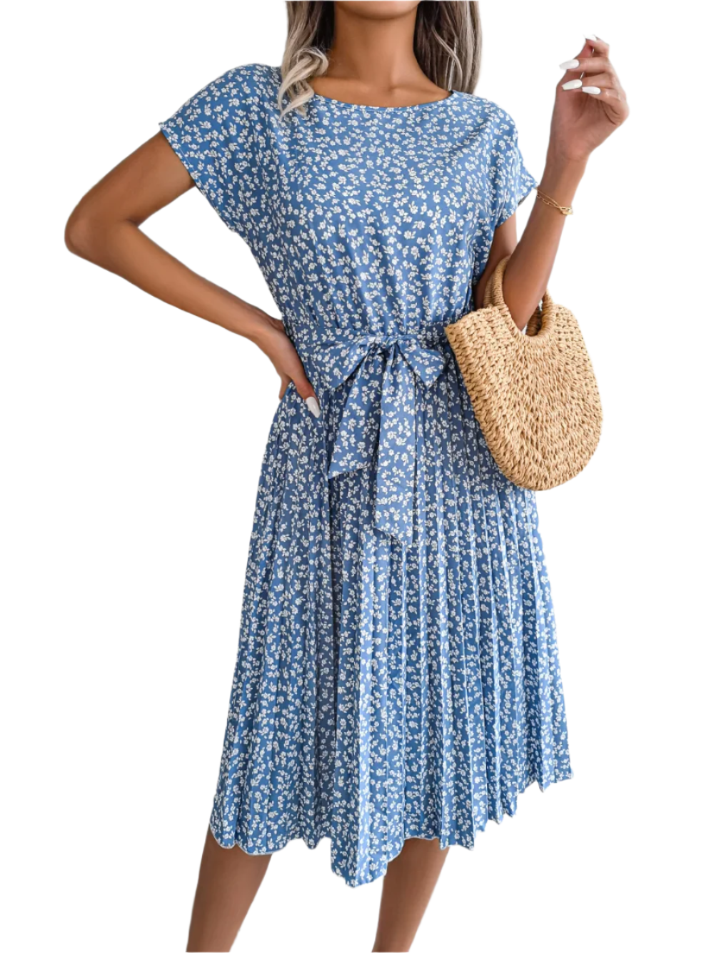Chiara – Women's High Waist Floral Midi Dress for Everyday Elegance