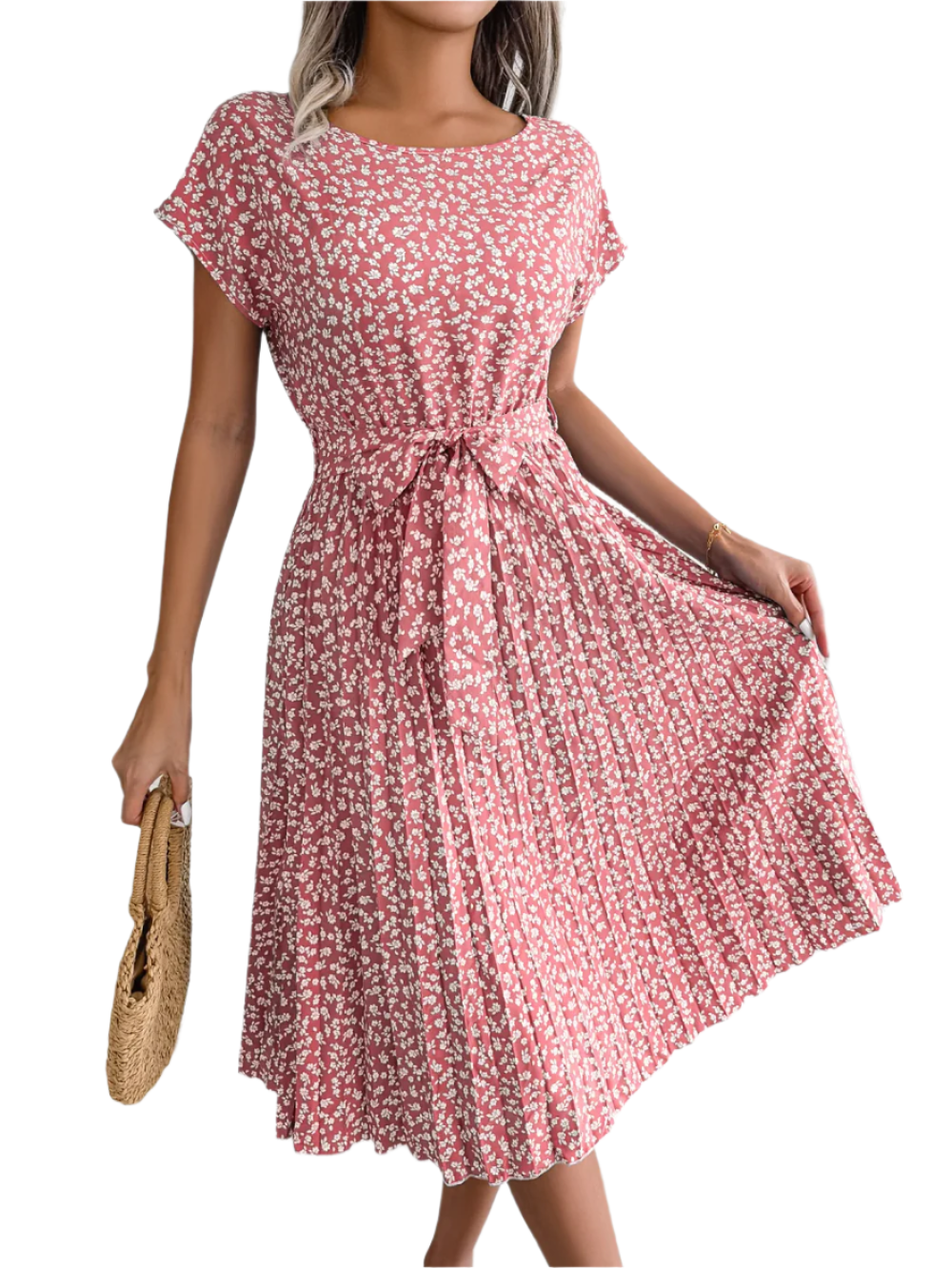 Chiara – Women's High Waist Floral Midi Dress for Everyday Elegance