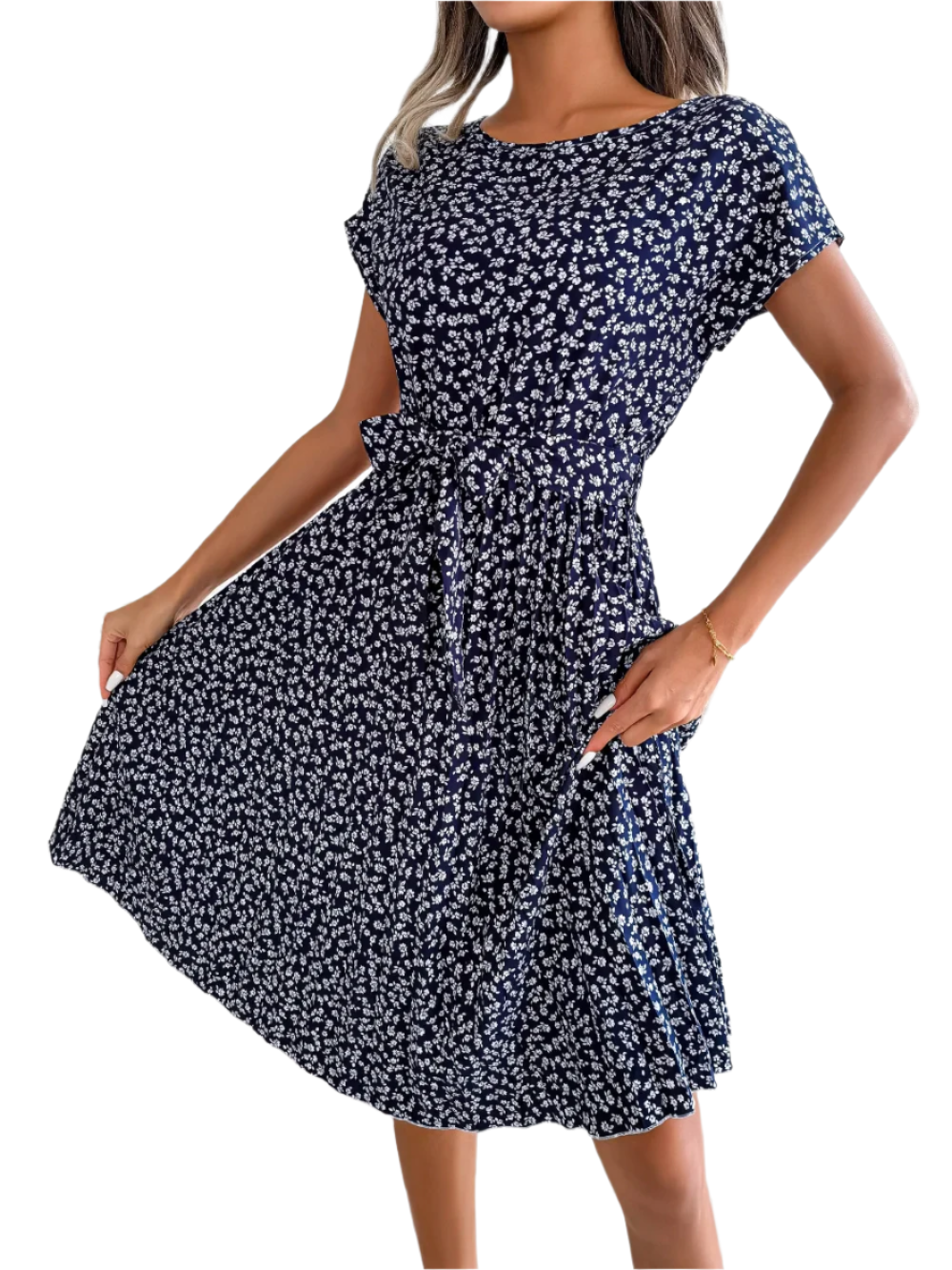 Chiara – Women's High Waist Floral Midi Dress for Everyday Elegance