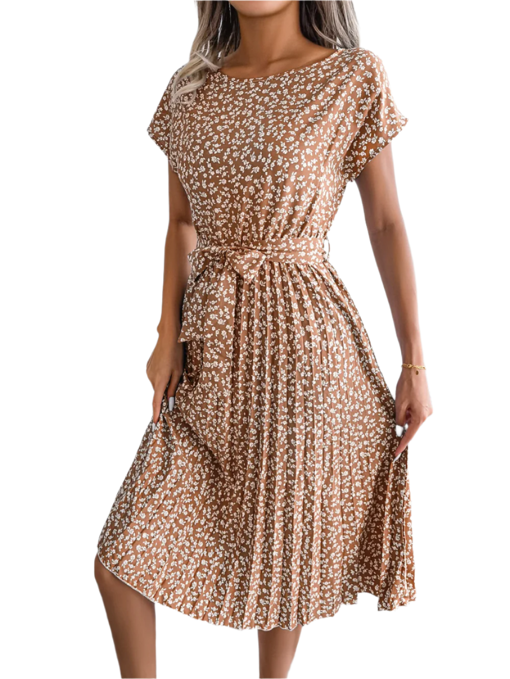 Chiara – Women's High Waist Floral Midi Dress for Everyday Elegance