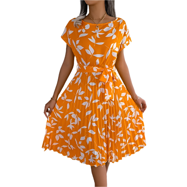 Chiara – Women's High Waist Floral Midi Dress for Everyday Elegance