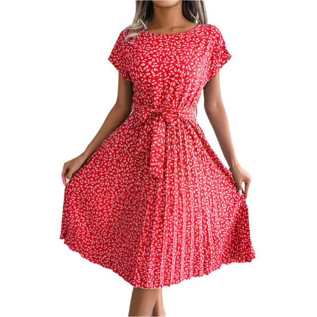 Chiara – Women's High Waist Floral Midi Dress for Everyday Elegance
