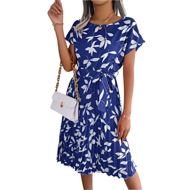 Chiara – Women's High Waist Floral Midi Dress for Everyday Elegance