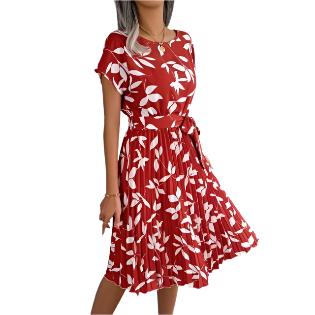 Chiara – Women's High Waist Floral Midi Dress for Everyday Elegance