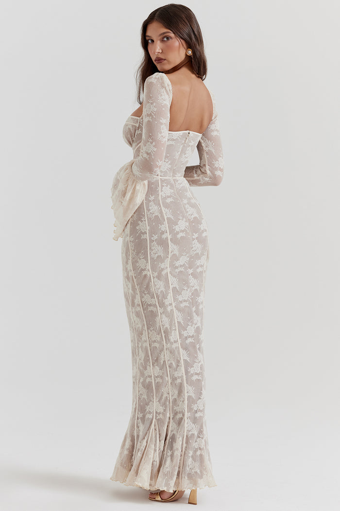 Rosa - Elegant Dotted Lace Evening Dress for Women