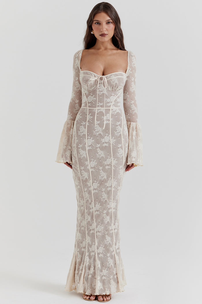 Rosa - Elegant Dotted Lace Evening Dress for Women