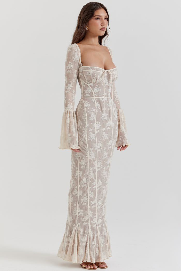 Rosa - Elegant Dotted Lace Evening Dress for Women