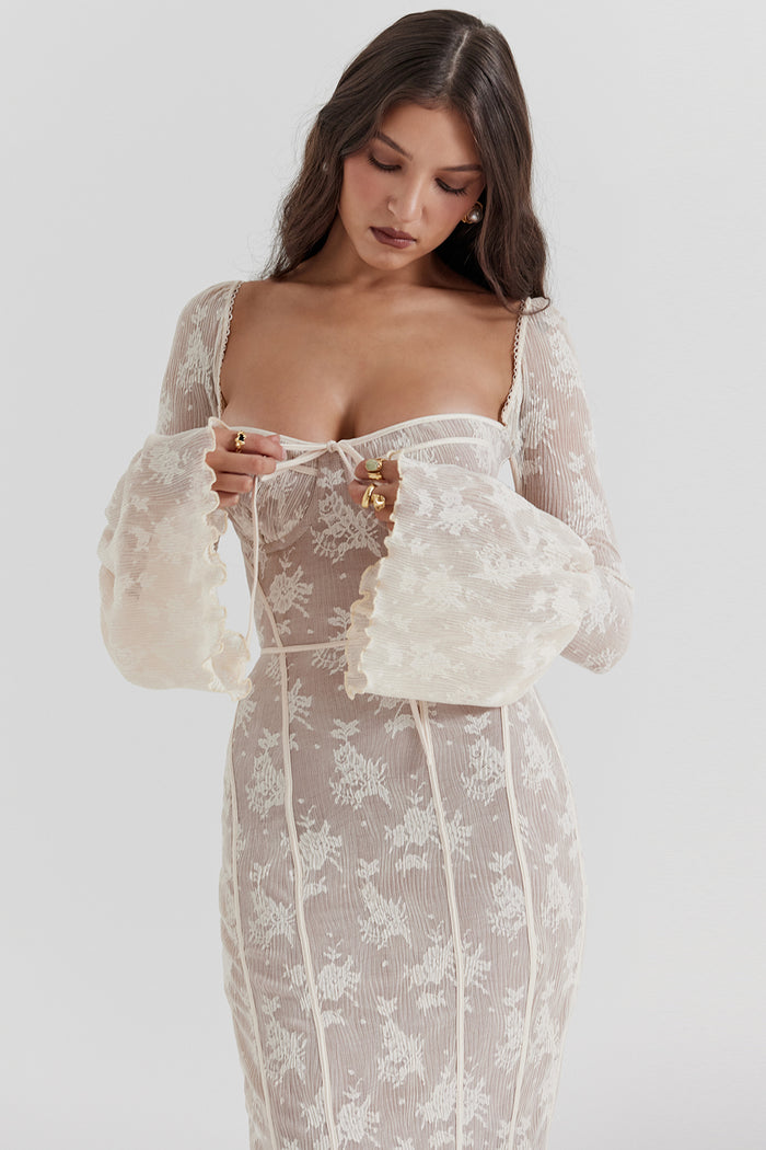 Rosa - Elegant Dotted Lace Evening Dress for Women
