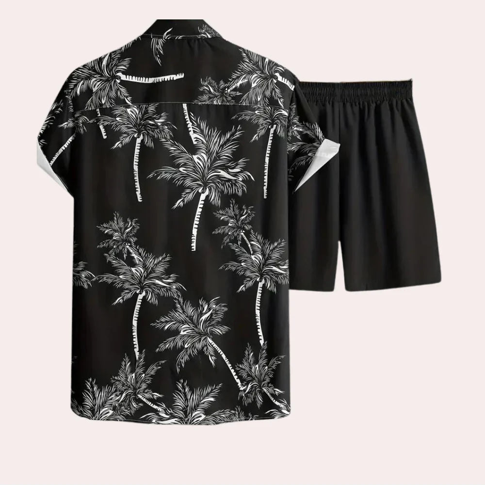 Matéo – Men's Black Tropical Set | Relaxed Two-Piece for Summer Ease
