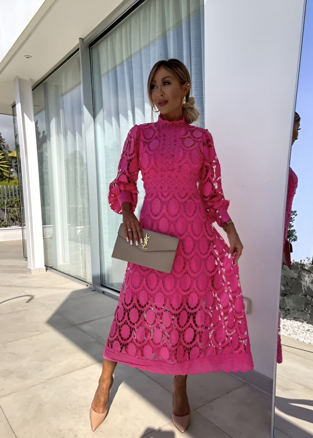 Elegant Lace Maxi Dress for Women - A-Line Silhouette, Party & Evening Wear