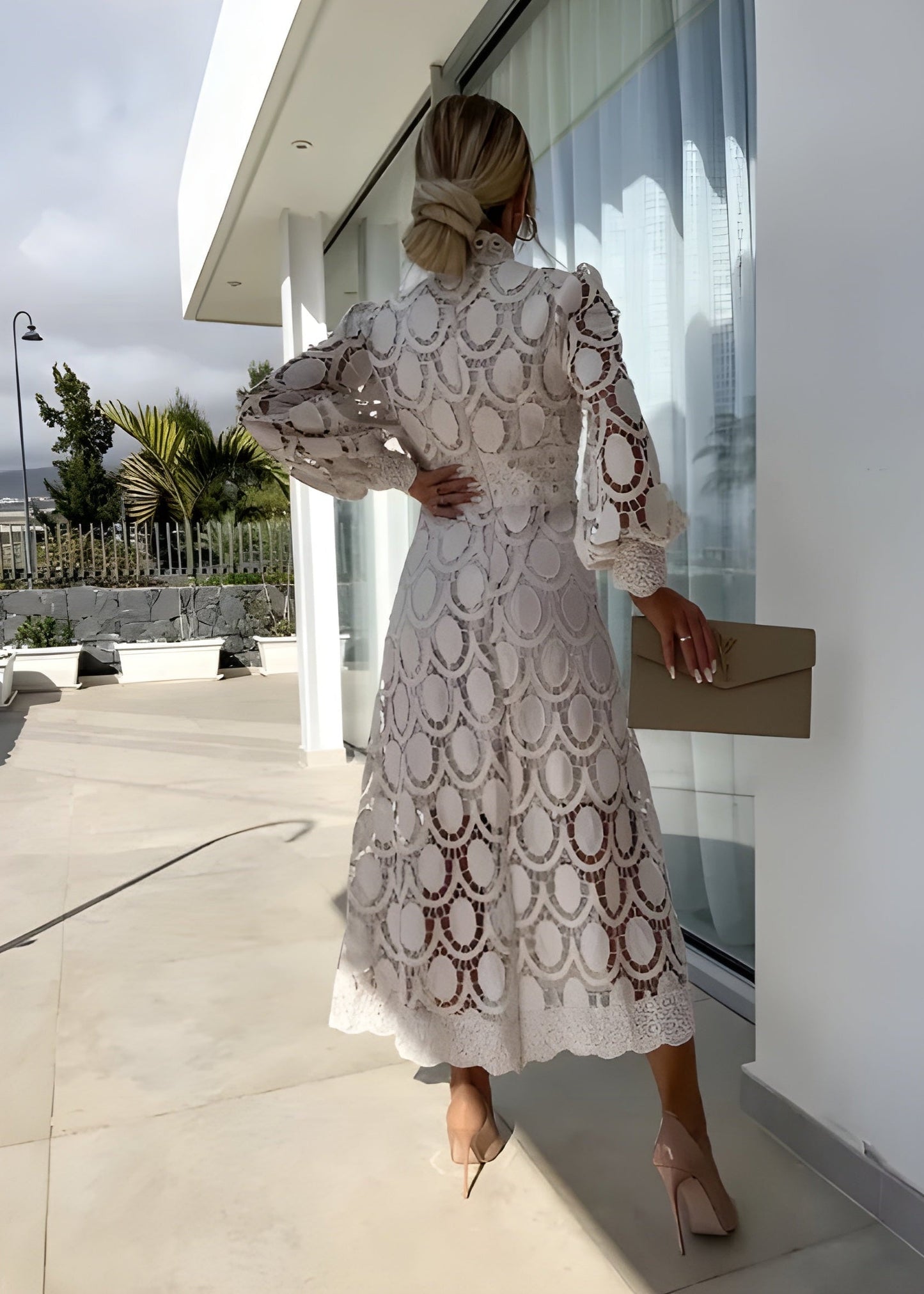 Elegant Lace Maxi Dress for Women - A-Line Silhouette, Party & Evening Wear