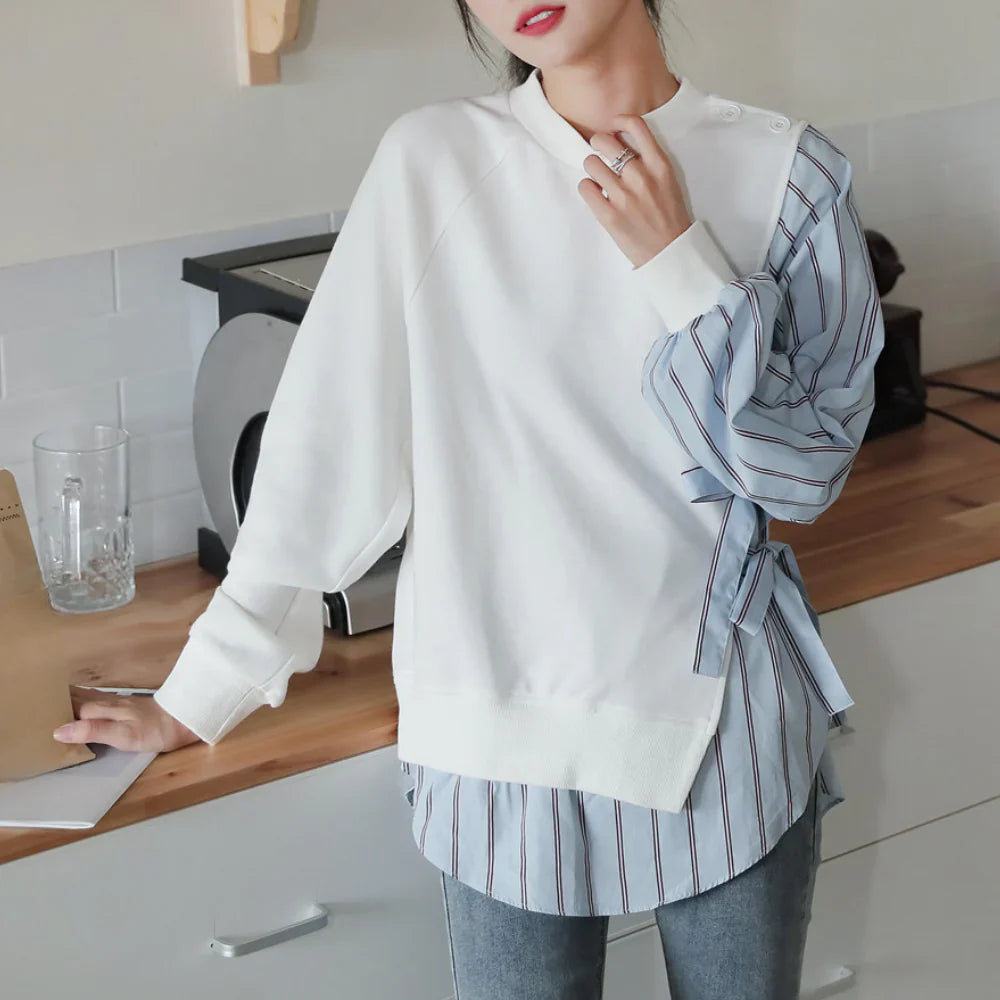 Serena – Striped Long Sleeve Cotton Shirt | Relaxed Fit for Everyday Elegance