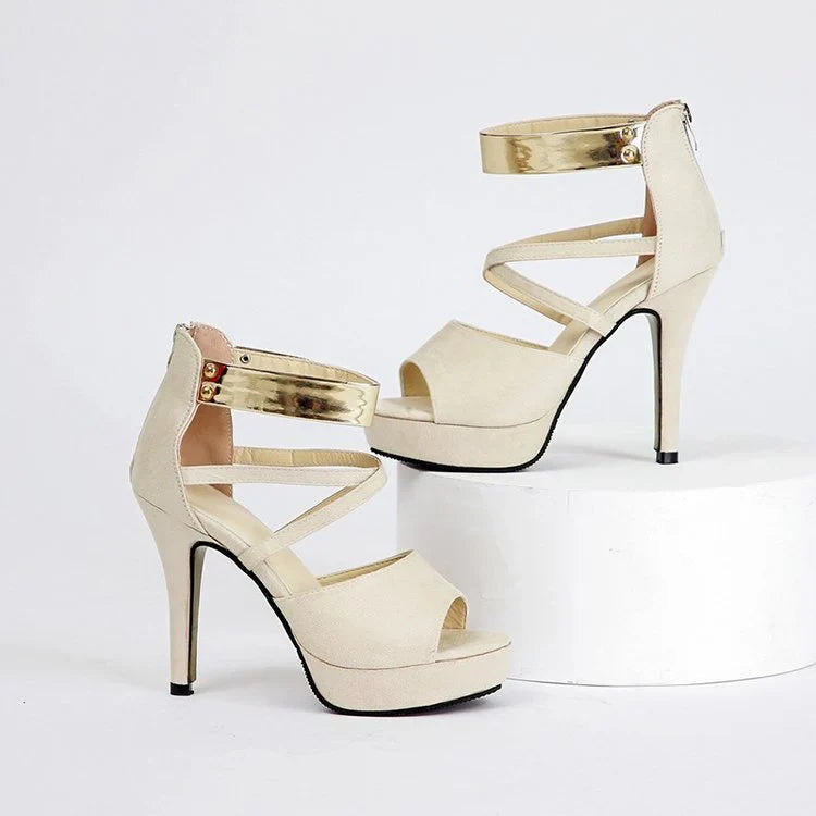 Serena – Women's High Heels with Gold Strap Accents | Chic, Supportive, and Elegant