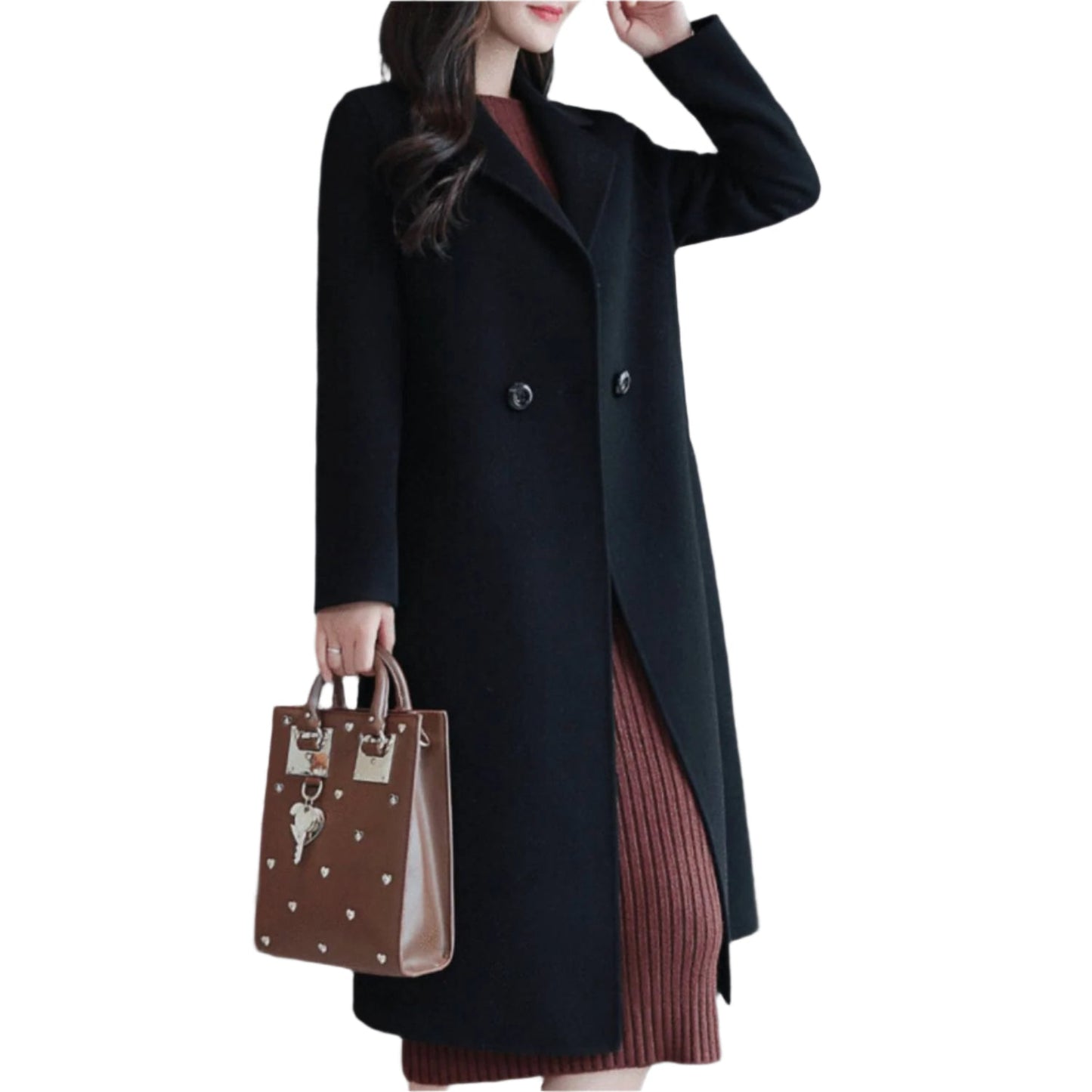 Isabella – Women's Long Wool Winter Coat | Elegant Warm Trench with Lapel Collar