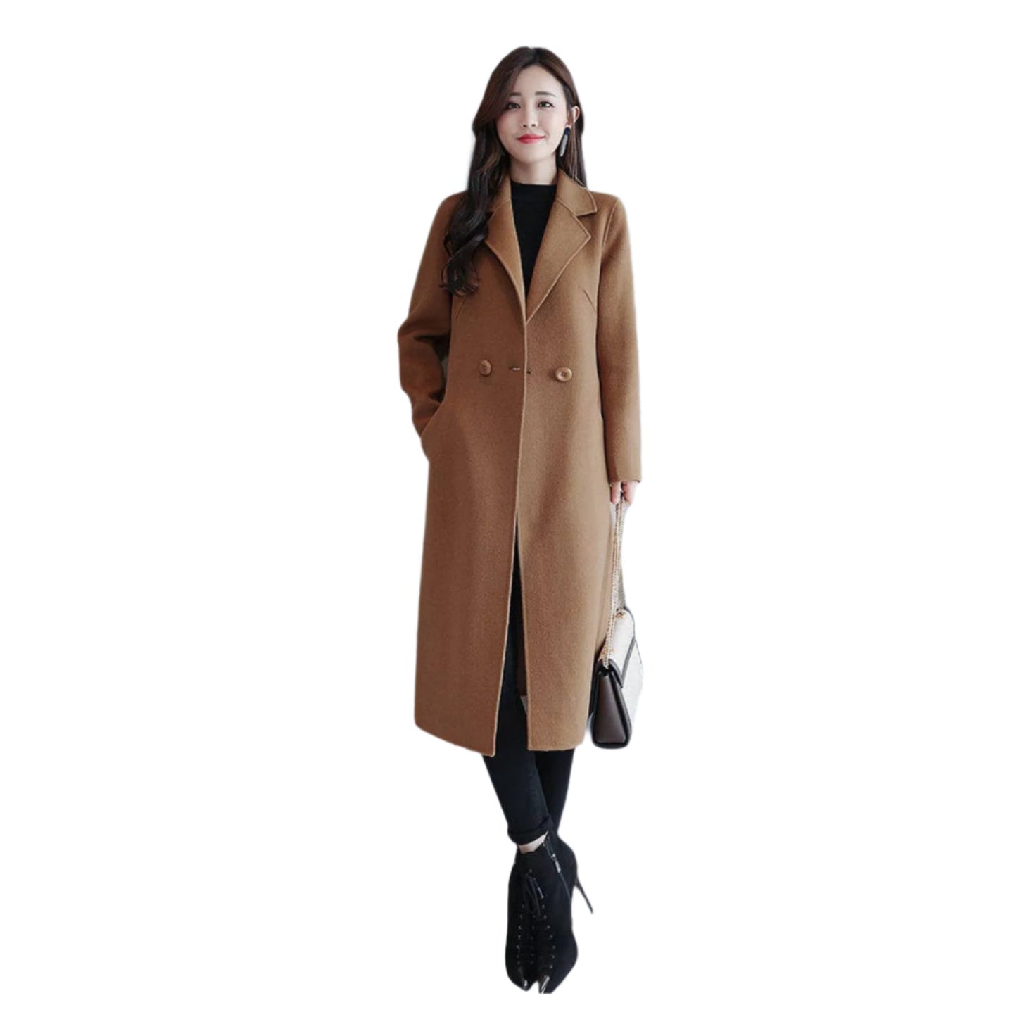 Isabella – Women's Long Wool Winter Coat | Elegant Warm Trench with Lapel Collar