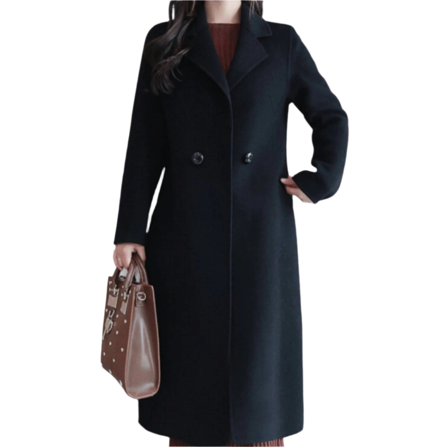 Isabella – Women's Long Wool Winter Coat | Elegant Warm Trench with Lapel Collar