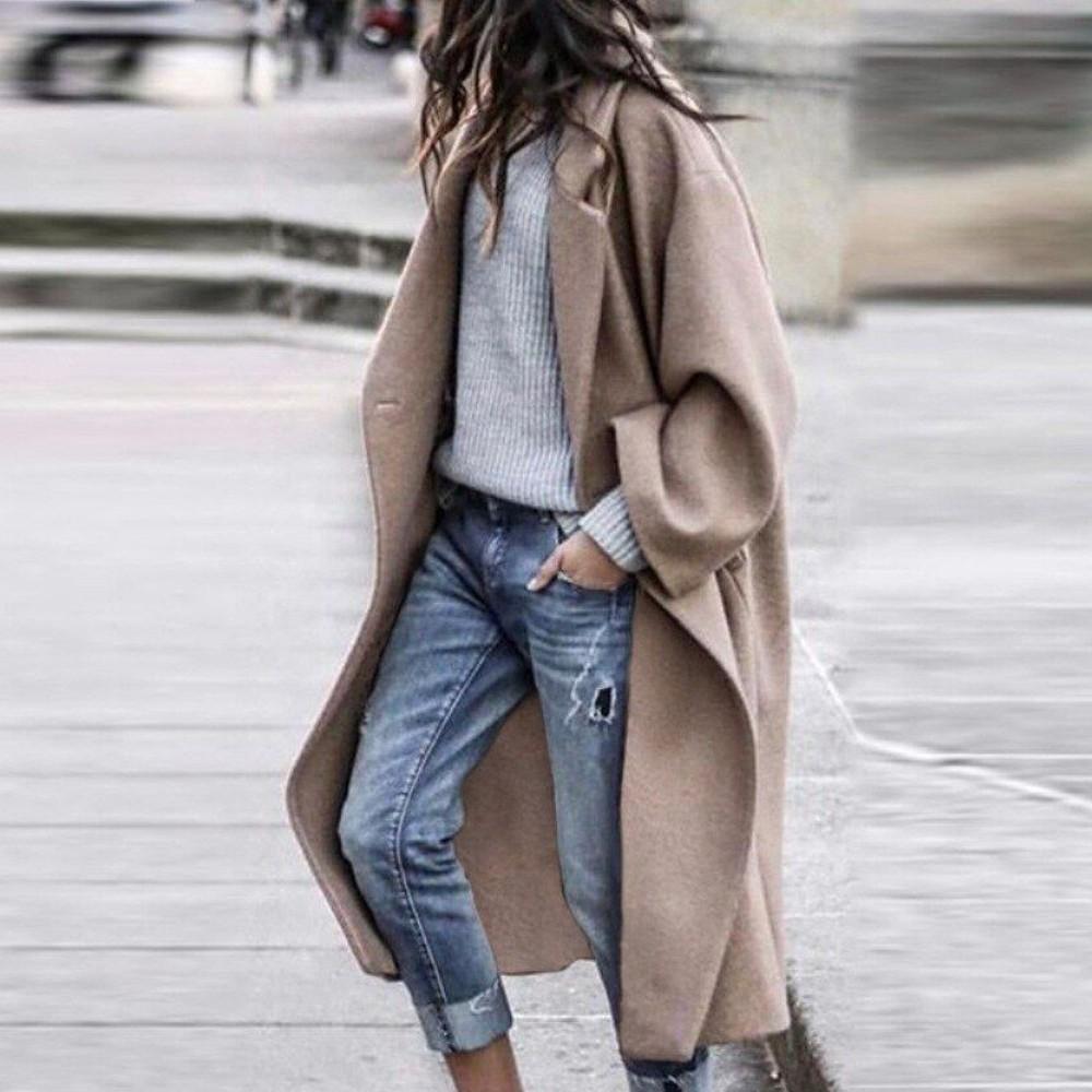 Women's Oversized Long Lapel Wool Coat | Ideal for Autumn/Winter