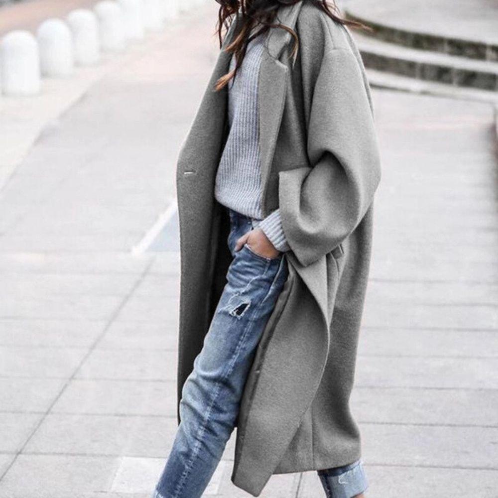 Women's Oversized Long Lapel Wool Coat | Ideal for Autumn/Winter