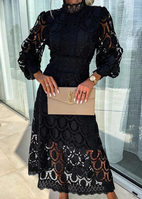 Elegant Lace Maxi Dress for Women - A-Line Silhouette, Party & Evening Wear
