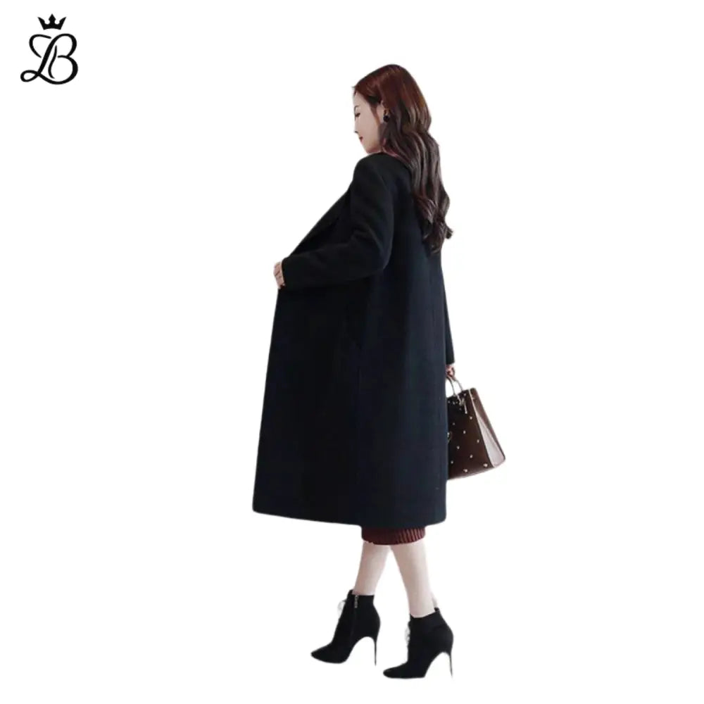 Isabella – Women's Long Wool Winter Coat | Elegant Warm Trench with Lapel Collar