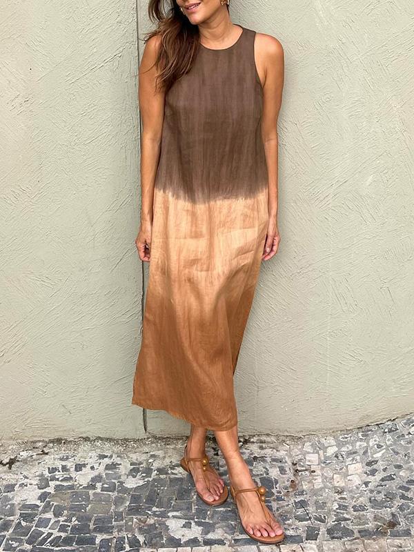 Elegant Print Midi Dress β Sleeveless, Lightweight, Ombre Pattern, Summer/Party Wear