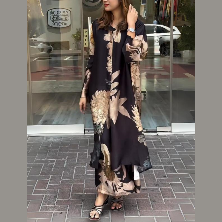 Women's 2-Piece Flowing Shirt Dress Set - Lightweight, Floral or Abstract, Summer