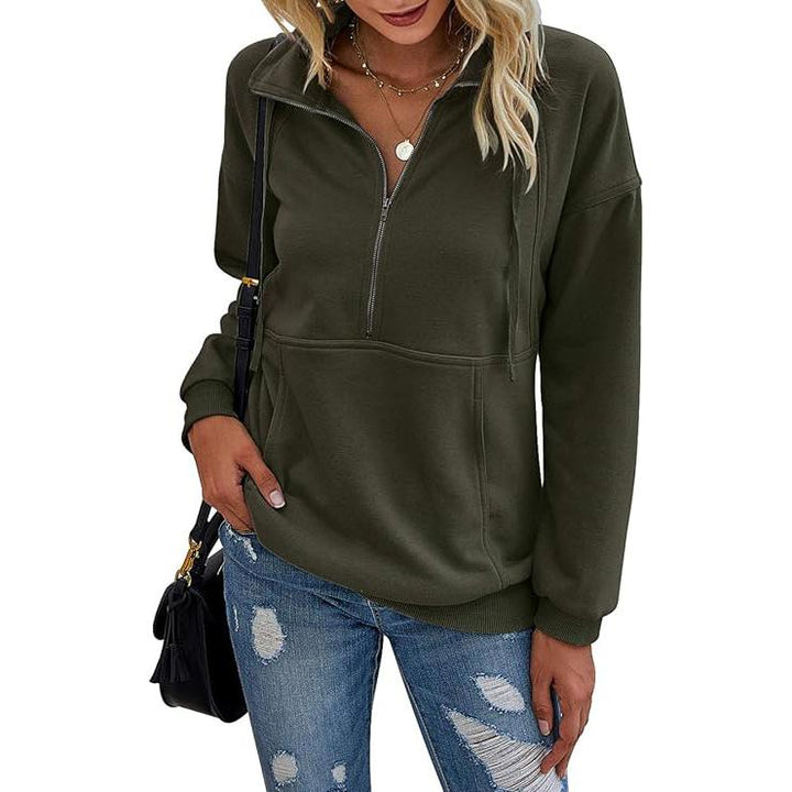 ANNIE - Lapel Zip-Up Sweatshirt for Women Casual Pullover