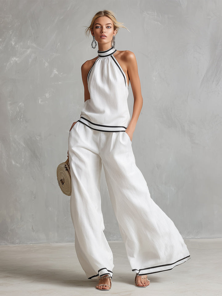 Margaret™ | Elegant Halter Neck Two-Piece Set