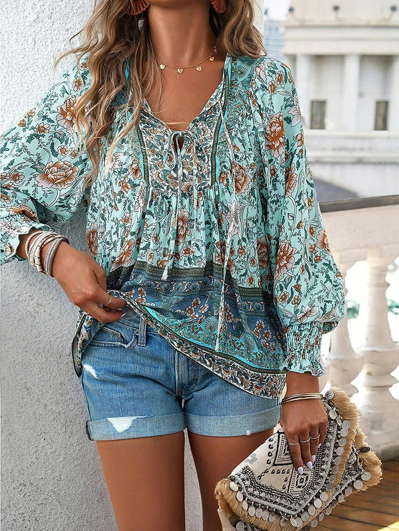 Agnes™ | FLORAL BUTTON-DOWN BLOUSE WITH LOOSE FIT