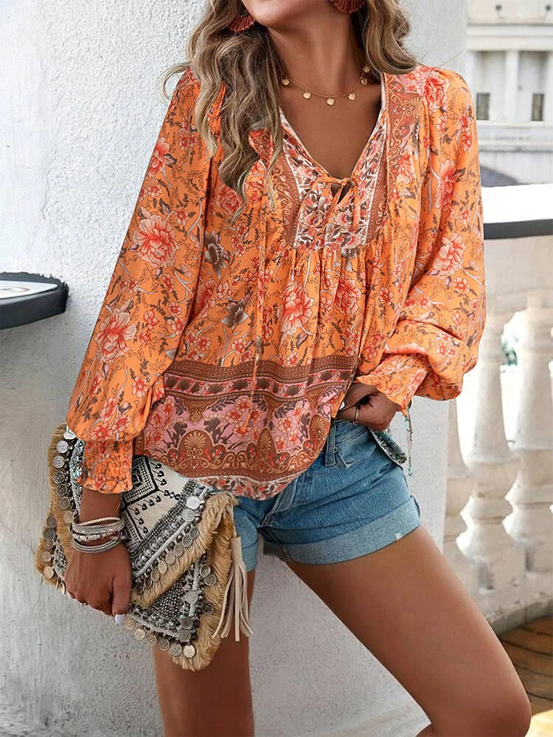 Agnes™ | FLORAL BUTTON-DOWN BLOUSE WITH LOOSE FIT