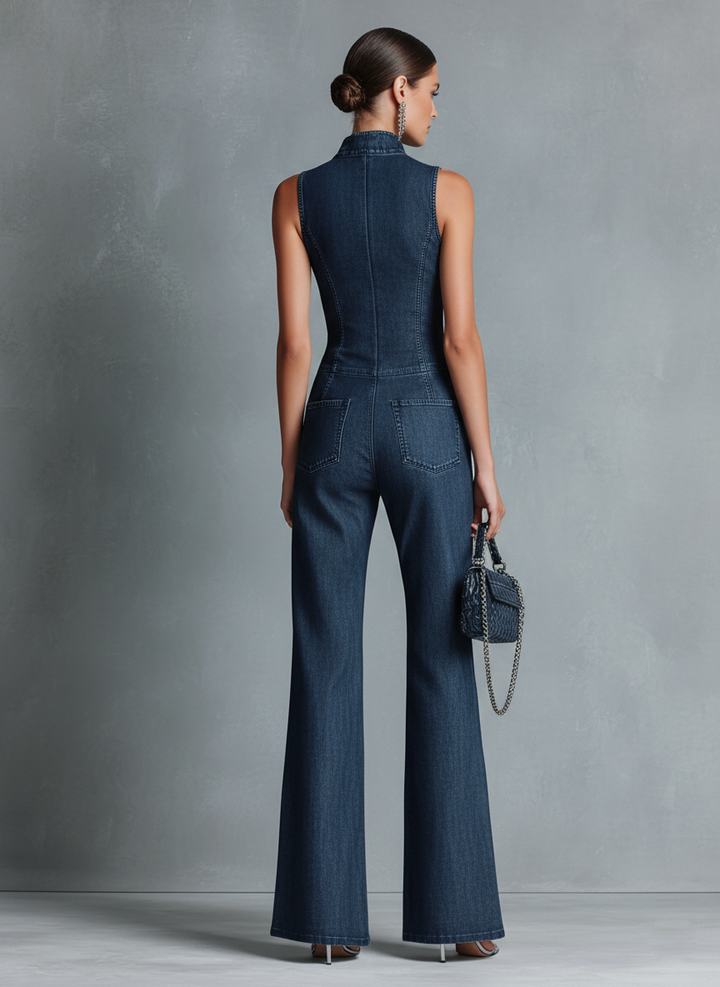Camille™ | Luxe Denim Flared Jumpsuit