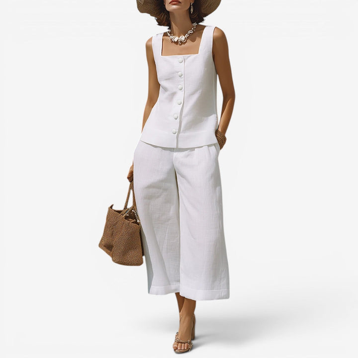 Khalia™ Set in linen with square neckline