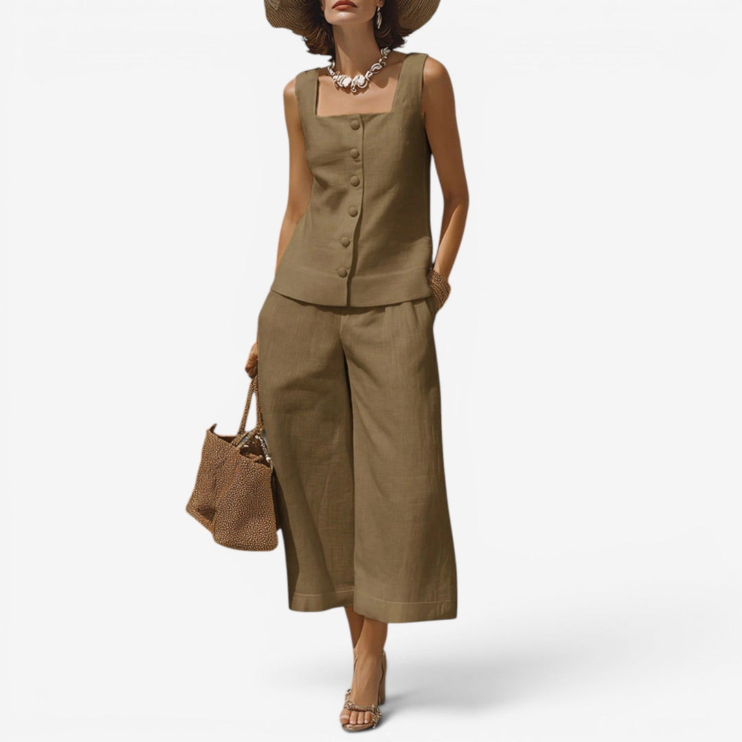 Khalia™ Set in linen with square neckline
