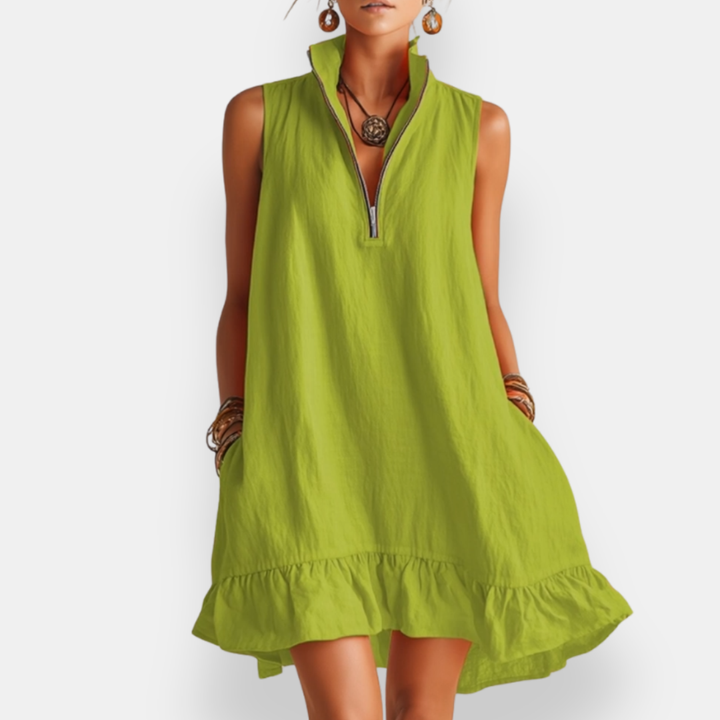 Hilary™ | Short Sleeveless Ruffled Dress