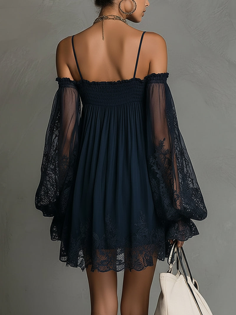 Antonella - Chiffon Mini Dress with Bardot Neckline