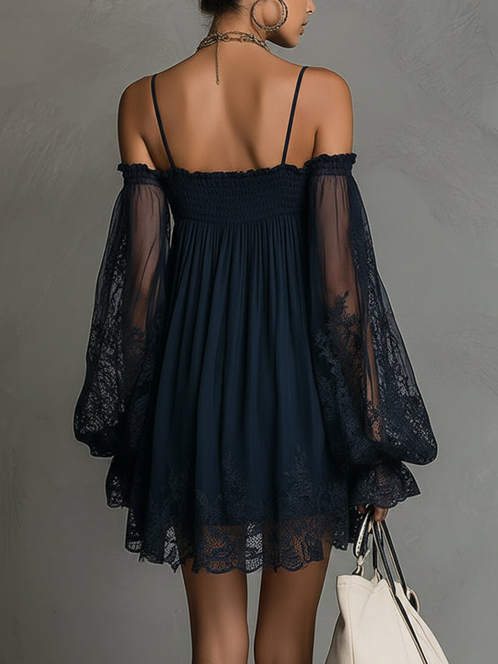 Antonella - Chiffon Mini Dress with Bardot Neckline