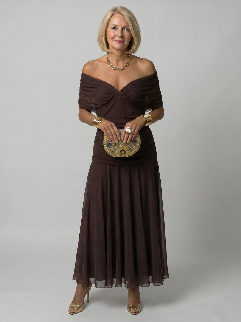 Beatrix | Off Shoulder Flow Midi Dress