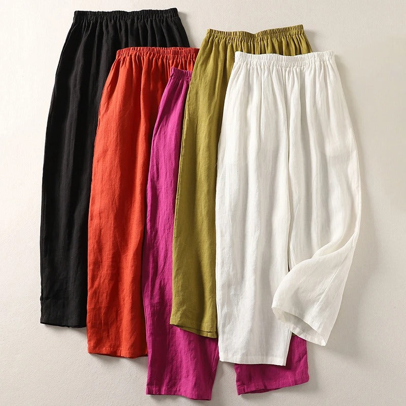 Annemarie™ — Cotton and Linen Flowing Trousers