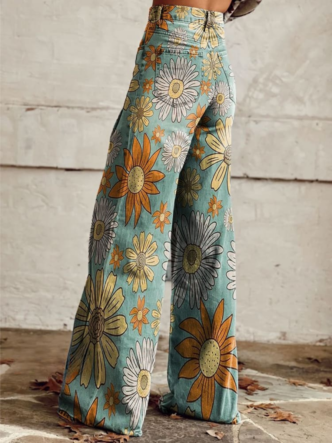 DAISY - Vintage Floral Wide-Leg Pants