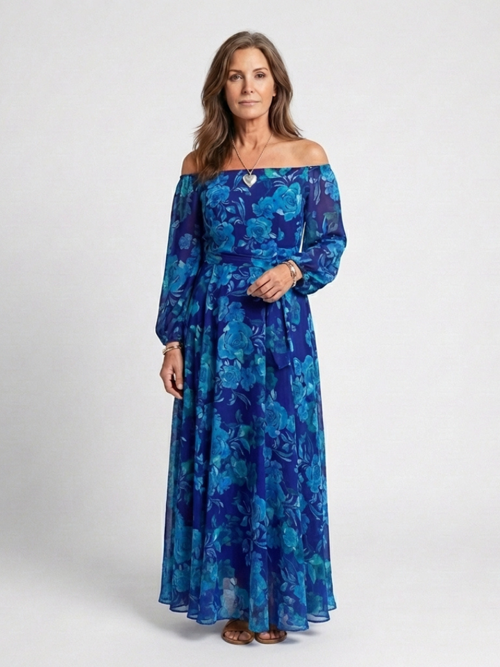 Alina – Elegant Off-Shoulder Maxi Dress for Women